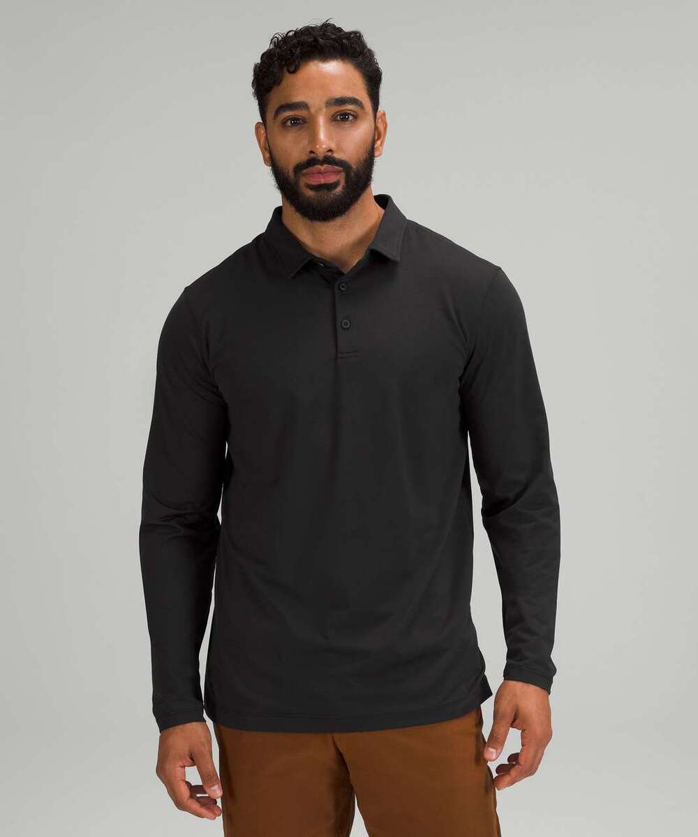 Lululemon Athletica Evolution Long Sleeve Polo Shirt Black Men's Size Medium